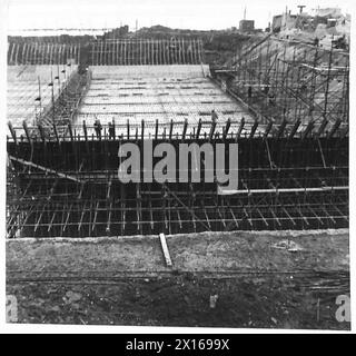 SPECIAL ASSIGNMENT FOR TN. 5 - View of A.1 unit under construction in dry dock at Barking. Contractors - Cockrane & Co British Army Stock Photo