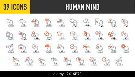 Human mind idea icon vector illustration for web and app. Thinking Heads Stock Vector