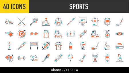 Simple Set of sport icons. Premium style icons pack. Vector illustration Stock Vector