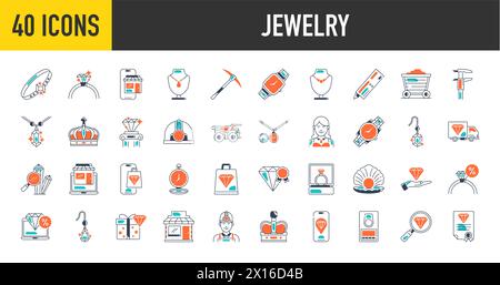 Simple Set of Jewelry Related Vector Icons. Contains such Icons as