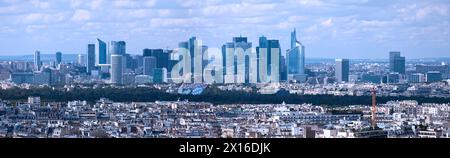 Paris, France - September 1 2016: View of the financial district of La Défense with the Bois de Boulogne as natural border with Paris. Stock Photo