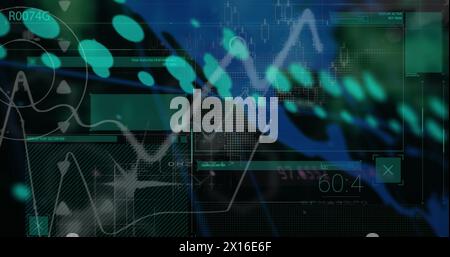 Image of world map, statistics and data processing Stock Photo