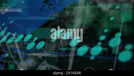 Image of world map, statistics and data processing Stock Photo