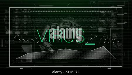Image of virus text, statistics and data processing Stock Photo