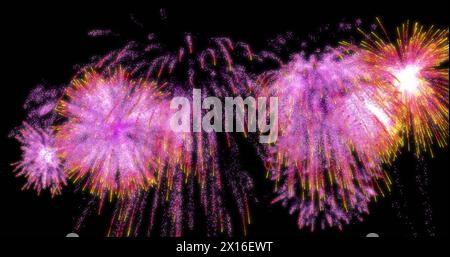 Image of colorful fireworks on black background Stock Photo