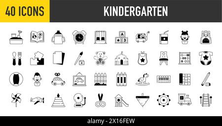 Set of kindergarten Icons. Simple Premium style icons pack. Vector illustration Stock Vector