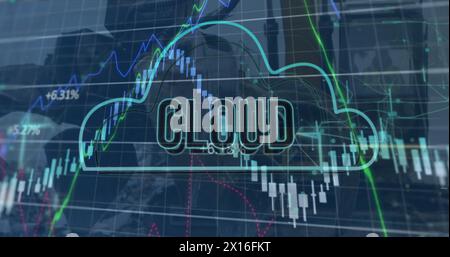Image of cloud text in cloud with multiple graphs over close up of claw of crane Stock Photo