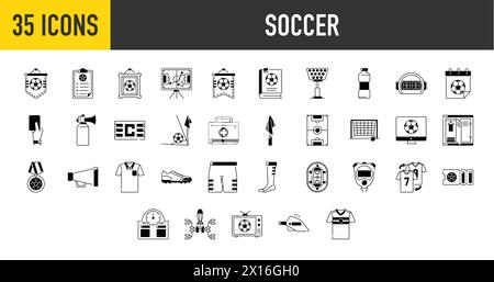 Set of football soccer icons. Thin style icons Pack. Vector ...