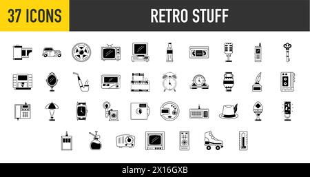 Set of retro stuff icons set vector illustration Stock Vector