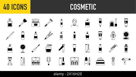 Cosmetics icon vector set. makeup illustration sign collection. woman beauty symbol. Stock Vector