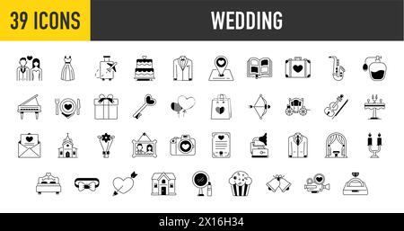 Collection of wedding icon set - Premium style vector illustration ...