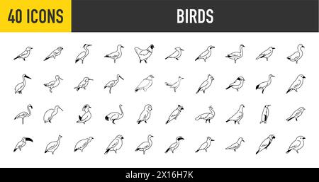 Set of birds Icons. Simple art style icons pack. Vector illustration Stock Vector