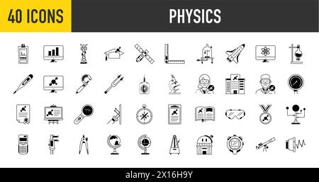 Set of physics icons. Thin style icons Pack. Vector Illustration Stock Vector