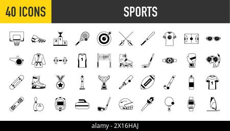 Simple Set of sport icons. Premium style icons pack. Vector illustration Stock Vector