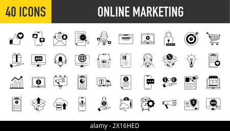 Online Marketing thin icons set. Web Development and Optimization icon. Vector illustration Stock Vector