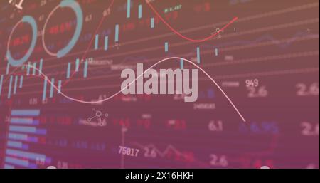 Image of multiple changing numbers over statistical and stock market data processing Stock Photo