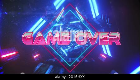 Image of game over text over neon background Stock Photo
