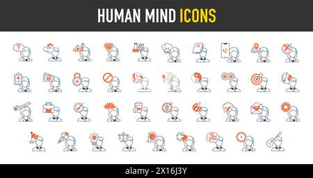 Human mind idea icon vector illustration for web and app. Thinking Heads Stock Vector