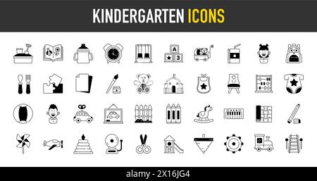Set of kindergarten Icons. Simple Premium style icons pack. Vector illustration Stock Vector