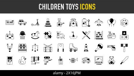 Set of children toys icons. Premium style icons Pack. Vector Illustration Stock Vector