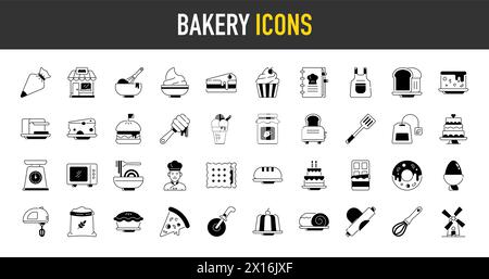 Bakery icons. Minimal thin web and app icon set. Simple vector illustration. Stock Vector