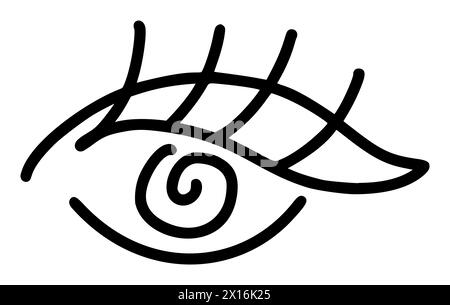 Hand drawn eye icon Leshmaker in simple doodle style. Open black eye ...