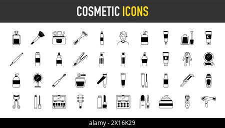 Cosmetics icon vector set. makeup illustration sign collection. woman beauty symbol. Stock Vector