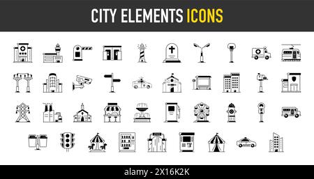 City elements Icons bundle. Premium style Icon. Vector illustration Stock Vector