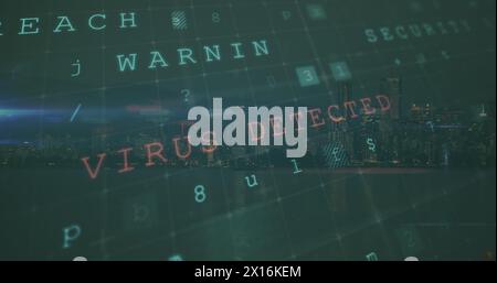 Image of data processing over dark background Stock Photo