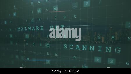Image of data processing over dark background Stock Photo