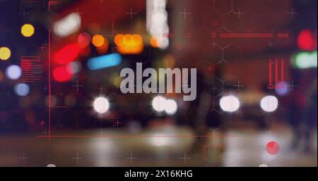 Image of data processing over cityscape Stock Photo