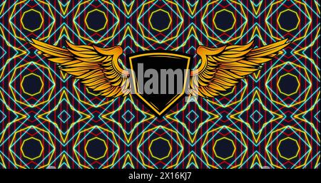 Image of kaleidoscopic colorful shapes on dark background Stock Photo