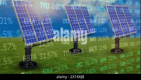 Image of financial data processing over engineer and wind turbine Stock Photo