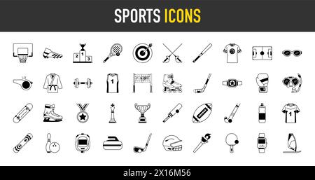 Simple Set of sport icons. Premium style icons pack. Vector illustration Stock Vector