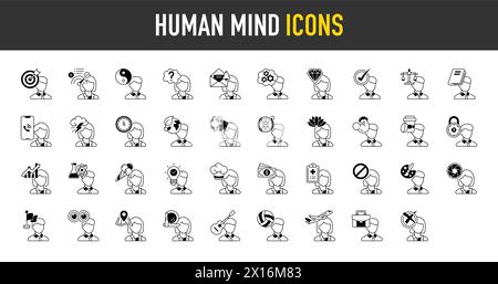 Human mind idea icon vector illustration for web and app. Thinking Heads Stock Vector