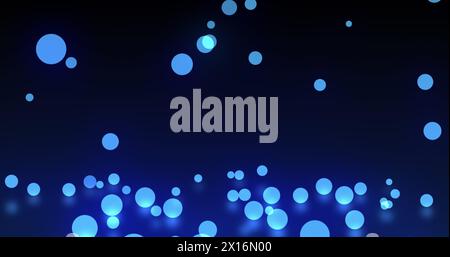 Image of snowflakes and dots on black and blue background Stock Photo