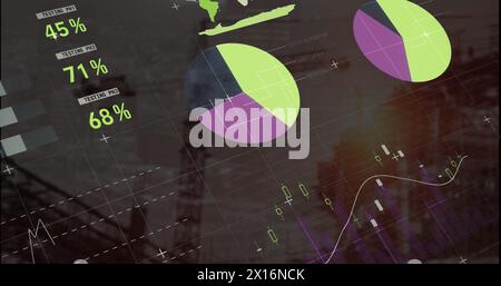 Image of data processing over landscape Stock Photo