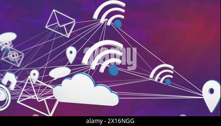 Image of data processing over media icons Stock Photo