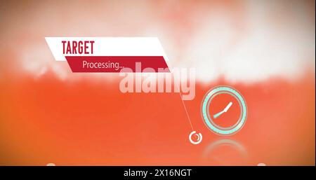 Digital image of neon digital clock ticking over smoke effect against pink background Stock Photo