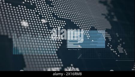 Image of financial data processing on black background Stock Photo
