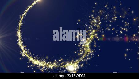 Image of light spots over black background Stock Photo