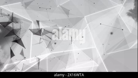 Image of black shapes and clouds moving on grey background Stock Photo