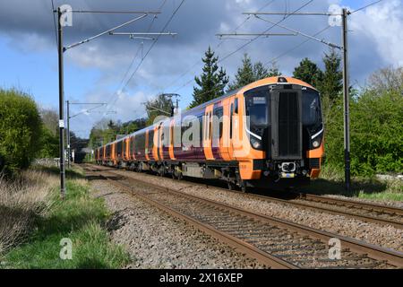 West Midlands Railway Aventra Class 730 Electric Multiple Units entered passenger service on the Birmingham Cross City route on 15 April 2024 Stock Photo