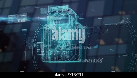 Image of financial data processing over online security padlock Stock Photo