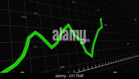 Image of data processing and floating diagram on the black background Stock Photo