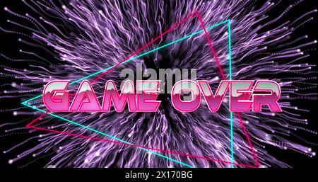 Image of shapes and game over text over black background Stock Photo