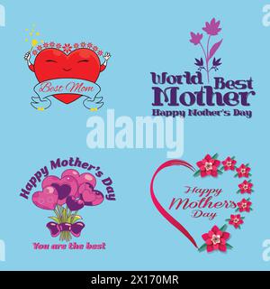 Set of Mother's day greeting cards Mother's day design Set in modern art style. Abstract background Stock Vector