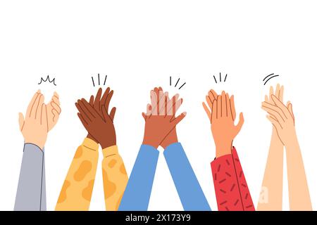 Applause from multi-ethnic hands of women clapping in support of initiative to combat sexism Stock Vector