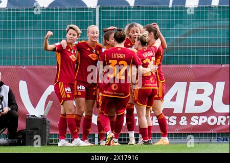 Alayah Pilgrim of A.S. Roma Femminile celebrates after scoring the goal ...