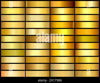 vector set of 33 unique gold gradient backgrounds. rectangular golden gradient stripe for backdrop decor design Stock Vector